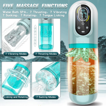 Water Spa Sucking Rotating Male Masturbation Cup with LED Display and Double Vibration