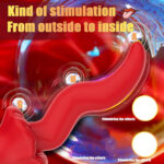 Educational illustration showing external stimulation of the clitoris with labeled points and the caption 'From outside to inside'.