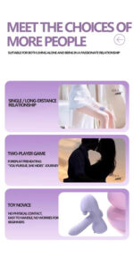 Promotional image with three purple gradient cards: Single/Long-Distance Relationship, Two-Player Game, and Toy Novice.