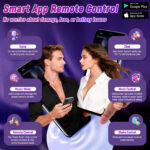 Promo banner for Smart App Remote Control with two people and purple feature panels around them.