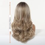 Back view of a person with long, wavy blonde hair reaching mid-back, accompanied by a vertical measurement graphic reading 20 inches (50 cm).