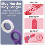 Marketing image promoting a sex toy with the slogan 'Stay Harder Play Longer' and devices shown in purple and white on a blue background, suggesting sexual wellness amplification.