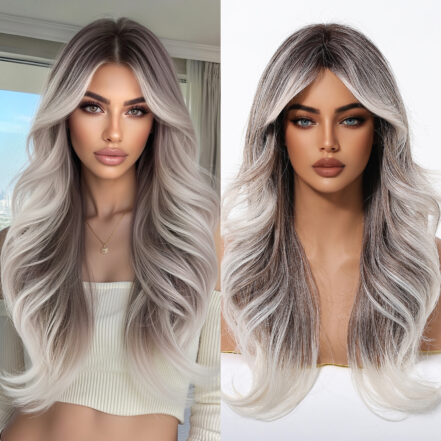 61cm Long Body Wave None Lace Machine Made High Quality Heat Resistant Synthetic Wig