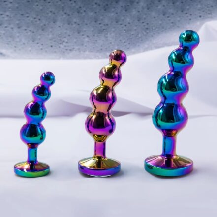 Rainbow Tapered Beaded Butt Plug