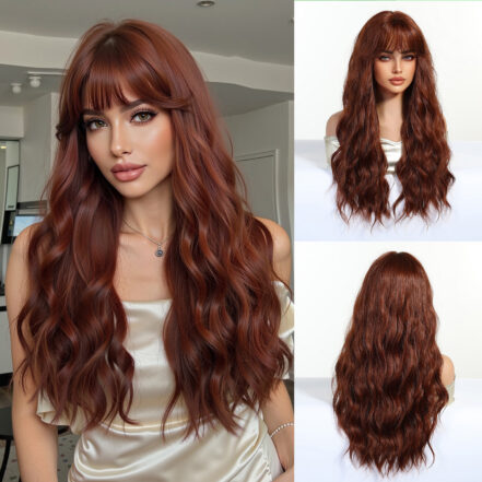  61cm Long Body Wave None Lace Machine Made High Quality Heat Resistant Synthetic Wig